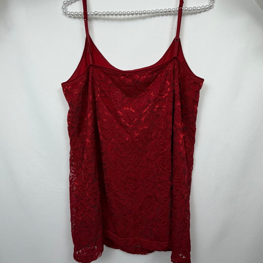 Maurices Womens XL Red Floral Lace Camisole Adjustable Strap Lined Tank Top